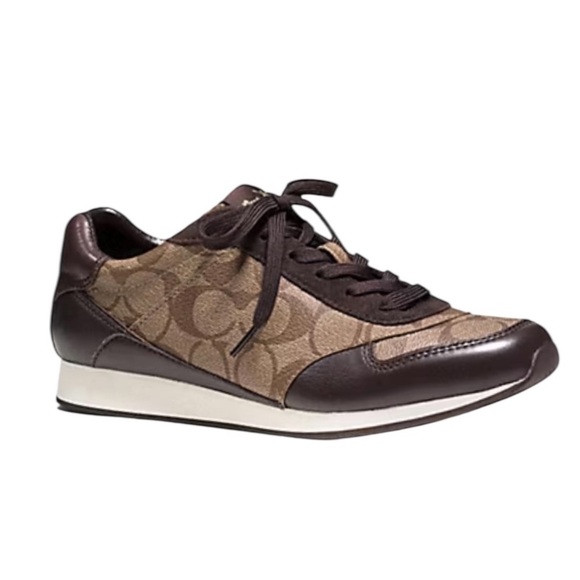COACH Rebecca Khaki Chestnut Brown Sneakers Shoes Women's Size 8.5 - Picture 1 of 16